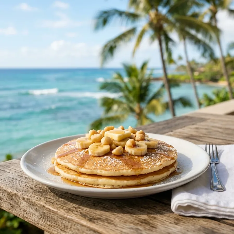 Banana Mac Pancakes at ShoreFyre Waikiki breakfast