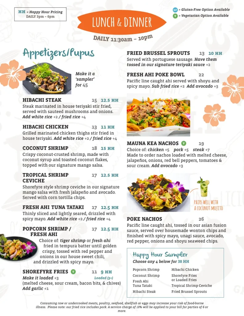 ShoreFyre Koa Ave Menu Page 5 – Lunch continued