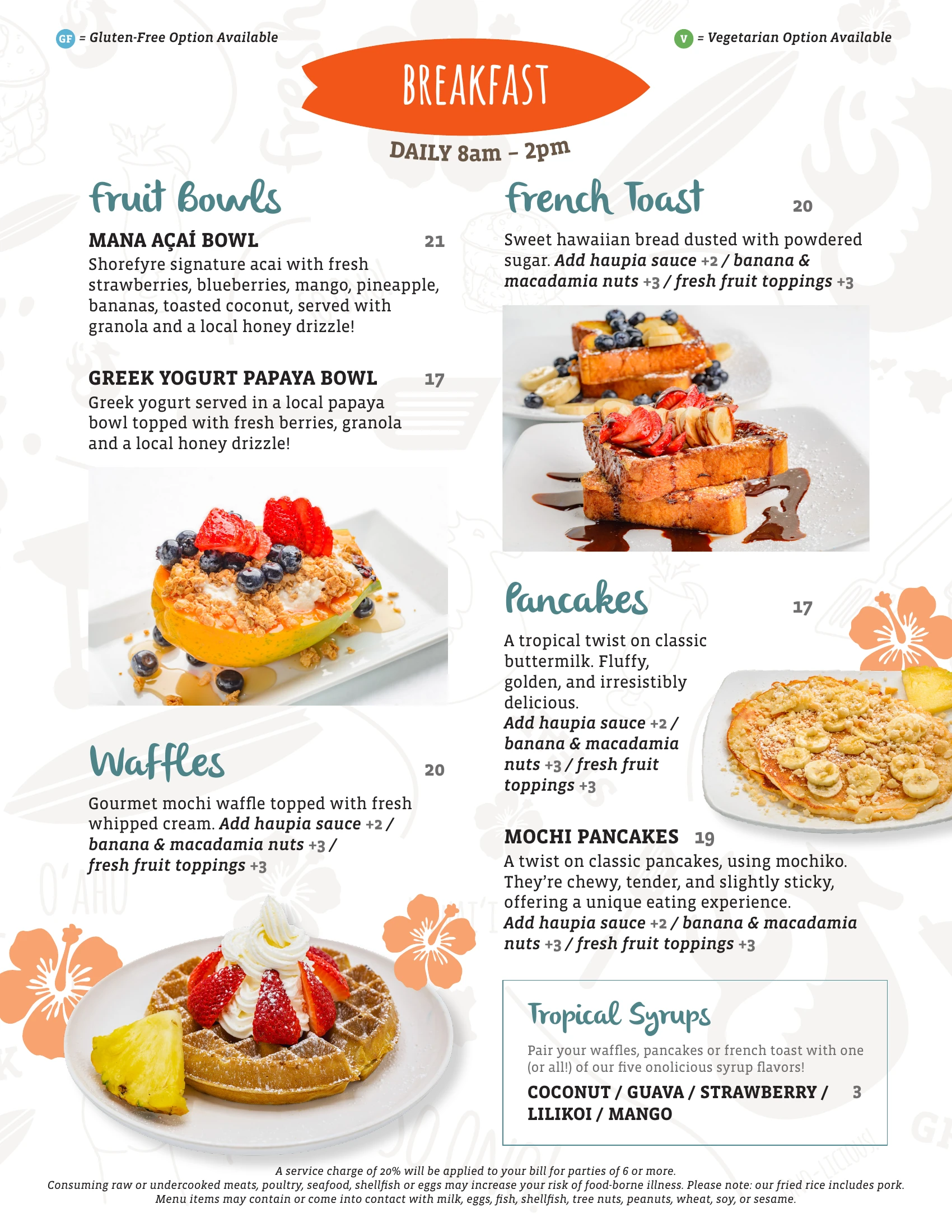 ShoreFyre IMP Menu Page 1 – Breakfast